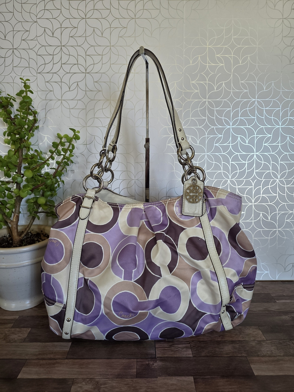 vintage Coach Alexandra Op Art Sateen Tote